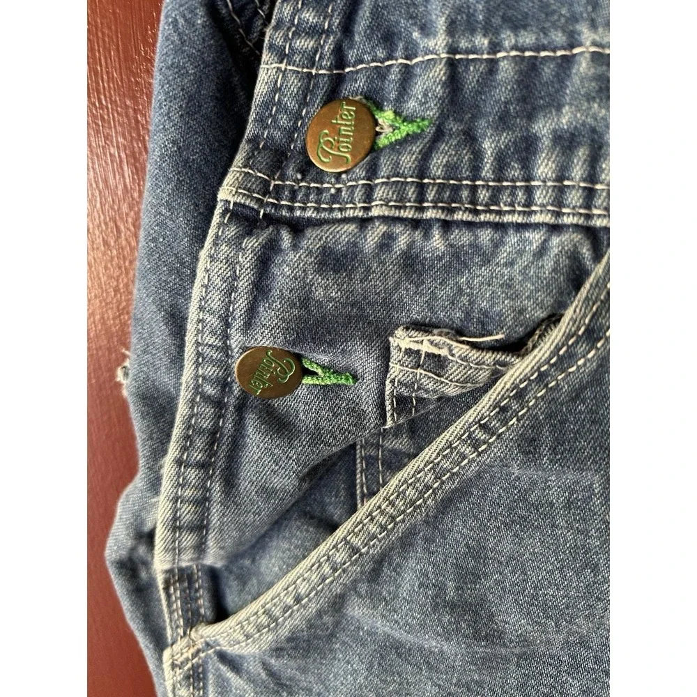 Vintage Pointer Brand Denim Overall Workwear USA Size W34 L36 Men 90s Worn - Picture 5 of 11